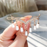 Flyshadow Sweet Light Luxury Geometry Hair Clips Jewelry Hair Clips for Women Fashion Elegance Pearl Pendant Tassel Hair Accessories