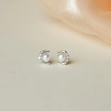 Flyshadow Earrings Moon Rabbit Lovely Rhinestones Stud Earrings Elegent Minimalism Silver color  Fashion Jewelry