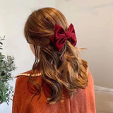 Flyshadow Hair Clip Black or Red Large Barrette Korean Top Hairpin Velvet Bow Retro for Female Korean Girls Accessorie Fashion Jewelry