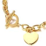 Flyshadow Women Bracelets Stainless Steel Chain Heart Charms European and American Fashion Minimalist Love OT Buckle Peach Heart Shaped