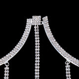 Flyshadow Long Tassel Crystal Chest Bracket Harness Chain Bra Decor Rhinestone Body Chain Chest Jewelry for Women Clothing Accessories