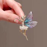 Flyshadow Ladies Exquisite Angel Inlaid Zircon Brooch Alloy Rhinestone Sequin Corsage Butterfly Fairy Wings Brooch Dancer Banquet Gift