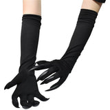 Flyshadow 40cm Spandex Halloween Cosplay Compulsion Fashionable Personality Stretch Ghost Claw Long Nail Gloves Stage Performance Solid