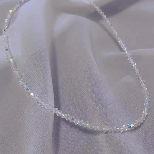 Flyshadow Elegant Fashion Crystal Thin Necklace for Women Rainbow Crystal Bracelet Necklace Wedding Party Jewelry Valentine Day Gift