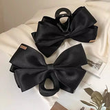 Flyshadow Large Black Hairpin with Bow Clip for Women, Perfect Headdress and Back Head Hair Jaw Clip for Girls