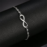 Flyshadow Romantic Forever Love Infinity Chain Zircon Bracelets For Women Adjustable Metal Hand Chain Girlfriend Wife Gift Jewelry