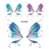 Flyshadow 1Sheet Fairy Butterfly Wings Shiny Tattoo Sticker Waterproof Eyes Face Art Fake Tattoos for Women Makeup Dance Music Festival