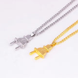 Flyshadow Funny Fashion Trendy Gold Silver Color Alloy Punk Popular Simulated Plug Pendant Necklace Jewelry Accessories Birthday Gift