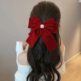 Flyshadow Fashion Big Solid Color Velvet Hair Bows Hairpins Women Elegant Barrette Girls Bowknot Ponytail Headwear Hair Accessories