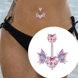 Flyshadow 1Pc Heart Butterfly Cz Belly Button Ring Women Fashion Glitter Nose Ring Heart Nipple Piercing Barbell Pircing Body Jewelry Sexy