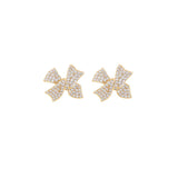 Flyshadow Full of Crystal Bow Stud Earrings for Women Wedding Party Elegant Jewelry Trendy Exquisite Small Earrings