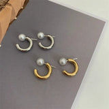 Flyshadow Chic Pearl Circle C-shaped Earrings for Women Causal Dresscode Accessories Ins Simple Style Stylish Ear Decorations Fine Jewelry