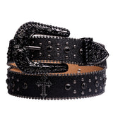 Flyshadow Man-made Diamond Belt, ladies fashion Western Cowboy Rhinestone belt design leather belt inlay man-made diamond belt jeans