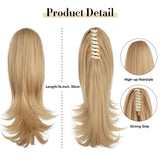 Flyshadow Synthetic Claw Clip In Ponytail Hair Extensions 14 Inch Wavy Hairpiece Fake Blonde Black Hair False Pigtail With Elastic Band