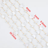 Flyshadow 1Meter White Moon Stainless Steel Chain Moon Shape Shell Beads Gold Color Necklace Bracelet Chain DIY Jewelry Making Accessories