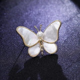 Flyshadow Women Fashion Creative Gifts Versatile Clothing Accessories Temperament White Butterfly Brooch Pearl Anti Glare Brooches Decor