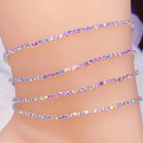 Flyshadow New Kind Goddess AB Colorful One Row Elastic Imitation Diamond  Ankle Chain, Sparkling High Quality Ankle Chain