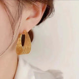 Flyshadow Exaggerated Metal Geometric Big Round Earrings for Women Fashion Simple Gold Color Personality Earrings Wedding Jewelry Gifts