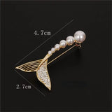 Flyshadow Trendy Luxury Brooch For Women High-end Cute Fish Tail Pearl Gender pin Collar Button Scarf Buckle Accessories Party Gift