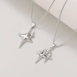 Flyshadow Y2K Simple Choker Necklace Four Pointed Star Necklaces Adjustable Crucifix Pendant Necklace Asterism-Necklace Jewelry