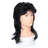 Flyshadow Synthetic Mullet Wigs for Men Adult Funny Hair 80s Costumes Fancy Party Accessory Pop Rock Cosplay Daily Wear Heat Resistant Wig