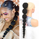 Flyshadow Synthetic Ponytail Hair Extension for Black Women Lantern Bubble Drawstring False Pigtail Afro Puff Kinky Horse Tail Hairpiece