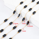 Flyshadow 2Meters 1Meter Stainless Steel Crystal Bead Chains Black Natural Stone Necklace Supplies for Earring Bracelet Jewelry Making DIY