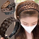 Flyshadow Wig Braided Headbands for Women Fishbone Wide Twist Hairbands Handmade Head Hoop Hair Bands Styling Headwear Accessories Gift