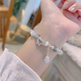 Flyshadow New Blue Pink Crystal Bracelet Hand Chain Trendy Gradient Color Rhinestone Stone Women Bracelet Artistic Style Bracelets Chain