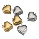 Flyshadow 5pcs Solid Inner Stainless Steel Love Heart Pendants Charm Gold Color 16x18mm Charms for Necklace Bracelet Chains DIY Ornaments