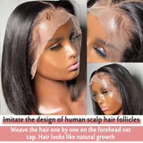 Flyshadow Sleek Straight Short Bob Lace Front  Wig 13*5*2 T Part Lace Front Wig Human Hair Wigs 180% Density Peruvian Human Hair Wigs