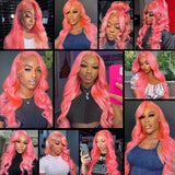 Flyshadow Pink Lace Front Wig Human Hair 13x4 13x6 Hd Lace Frontal Wig Brazilian 613 Colored Body Wave Lace Front Wigs For Black Women