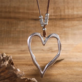 Flyshadow Exaggerated Heart Pendant Necklace For Women Holiday Party Adjustable Rope Chain Necklace Large Heart On The Neck Accessories