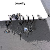 Flyshadow 2024 New Cross Star Stud Earrings for Women Rhinestone Pearl Set Cool Charm Aesthetic Buckle Earrings Korean Fashion Jewelry