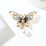 Flyshadow Crystal Butterfly Brooches High Quality Women Rhinestones Animal Pearl Butterfly Lapel Pins Sweater Badges Jewelry Accessor