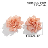 Flyshadow Exaggerated Big Flower Stud Earrings For Women Fluffy Fabric Petal Earring Romantic Party Wedding Earrings Trend Jewelry