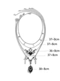 Flyshadow Dark Fashion Cool Peach Heart Wings Necklace Creative Sword shaped Pendant Halloween Necklace Adornment Girl