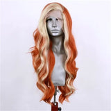 Flyshadow Synthetic Lace Front Wigs For Women Highlight Orange Wig Body Wave Ombre Blonde Ginger Lace Wig Heat Resistant Cosplay Wigs Wear