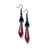 Flyshadow Black Bat Earrings with Red Teardrop Beads, Earrings, Gothic Jewelry,Alternative Jewelry,Gothic Gift for Her,Bat Lover,Halloween