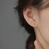 Flyshadow 2024 New Fashion Gold Sliver Color Small Flower Stud Earring for Women Girl Simple Tiny Screw Back Piercing Earrings Jewelry