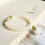 Flyshadow Stunning White Jade Bodhi Bead Bracelet Couples Natural Handmade Fashion Jewelry Perfect Gift for Anniversary Valentine's Day