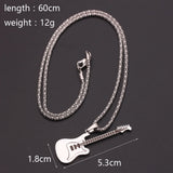 Flyshadow Creative Guitar Pendant Necklace Fashion Men Women Stainless Steel Metal Sweater Chain Hip Hop Punk Rock Jewelry Graduation Gift