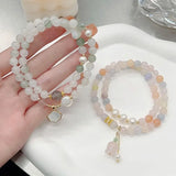 Flyshadow Sweet Stone Beaded Bracelet for Women Beautiful Two-round Jade Fashionable Accessory for Daily Wear Ins Style Fine Jewelry Gifts