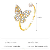 Flyshadow Gold And Silver Color Butterfly Bangle Imitation Diamond Pearl Adjustable Opening Bracelets Women Party Jewelry Accessories Gift