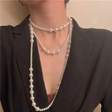 Flyshadow Boho Style Imitation Pearl Multi-layered women's necklace Luxury Fashion Wedding Party Choker For Women Fashion Jewelry  New