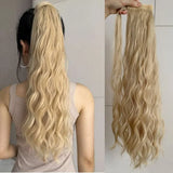 Flyshadow Corn Wavy Ponytail Extended Winding Long Curly Wavy Ponytail Extended Synthetic Blonde Ponytail Wig For Female Girl