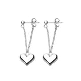 Flyshadow Silver Color Earrings for Women Heart Chain Elegant Earring Jewelry Prevent Allergy Party Accessories Gift Heart Earrings