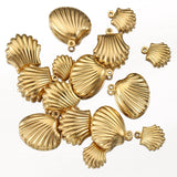 Flyshadow 20pcs Stainless Steel Small Shell Charms Gold Plated Pendants for Earrings Jewelry Making DIY Supplies Bulk Wholesale Components