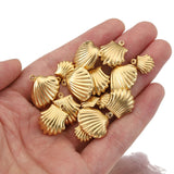 Flyshadow 20pcs Stainless Steel Small Shell Charms Gold Plated Pendants for Earrings Jewelry Making DIY Supplies Bulk Wholesale Components