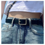 Flyshadow new belt women's denim suit pants fashion wild retro simple Korean belt cool ins students